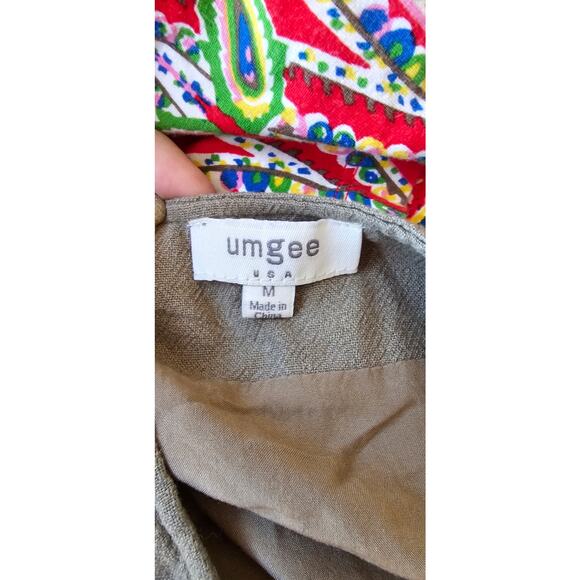 Umgee Lace Hem Embroidered Birds and‎ Floral Artsy Mini Skirt Women Size M Olive - Picture 5 of 5